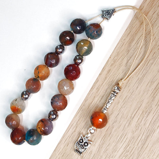 Κομπολόι ημιπολύτιμων λίθων φυσικού Αχάτη και Αιματίτη / Κωδικός Προϊόντος: Α106