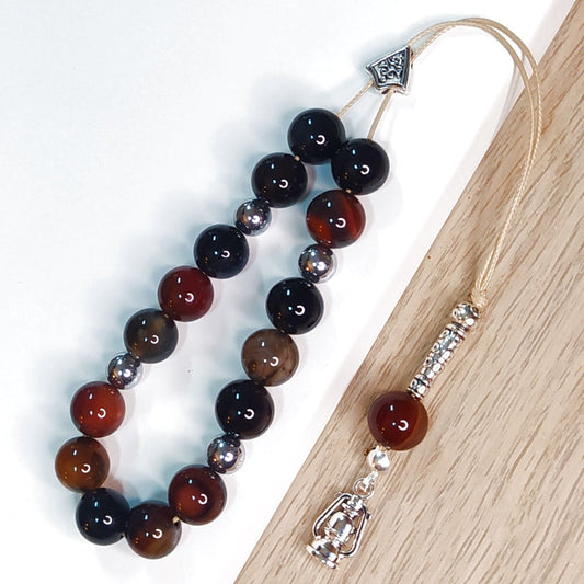 Κομπολόι ημιπολύτιμων λίθων φυσικού Πύρινου Αχάτη και Αιματίτη / Κωδικός Προϊόντος: Α107