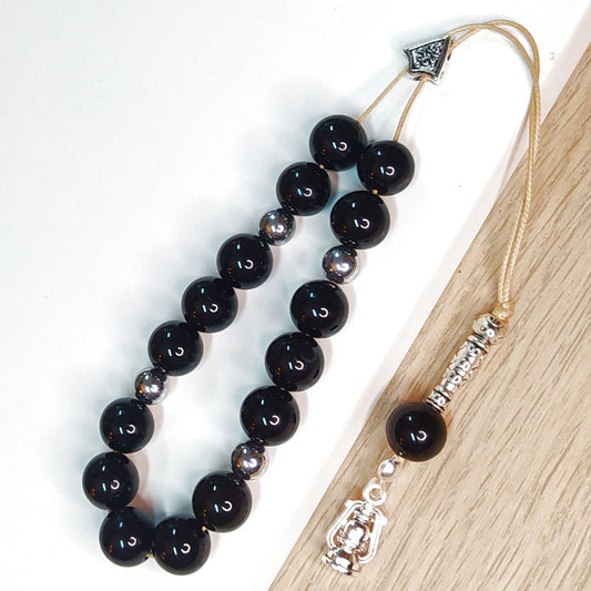 Κομπολόι ημιπολύτιμων λίθων φυσικού Μαύρου Όνυχα και Αιματίτη / Κωδικός Προϊόντος: Α108