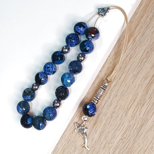 Κομπολόι ημιπολύτιμων λίθων φυσικού Αχάτη και Αιματίτη / Κωδικός Προϊόντος: Α113