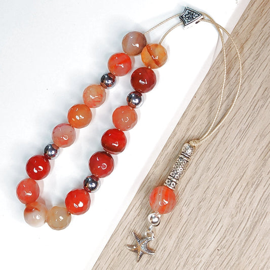 Κομπολόι ημιπολύτιμων λίθων φυσικού Αχάτη και Αιματίτη / Κωδικός Προϊόντος: Α116