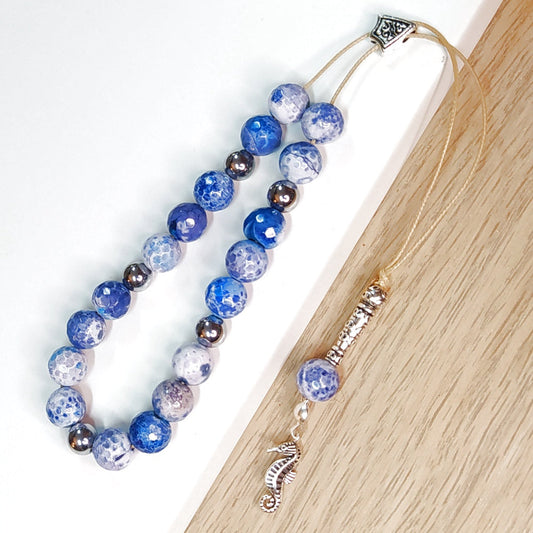 Κομπολόι ημιπολύτιμων λίθων φυσικού Αχάτη και Αιματίτη / Κωδικός Προϊόντος: Α130