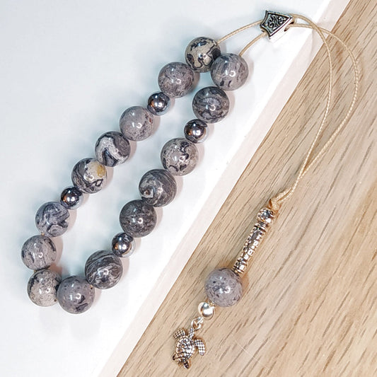 Κομπολόι ημιπολύτιμων λίθων φυσικού Ίασπη Πικάσο και Αιματίτη / Κωδικός Προϊόντος: Α167