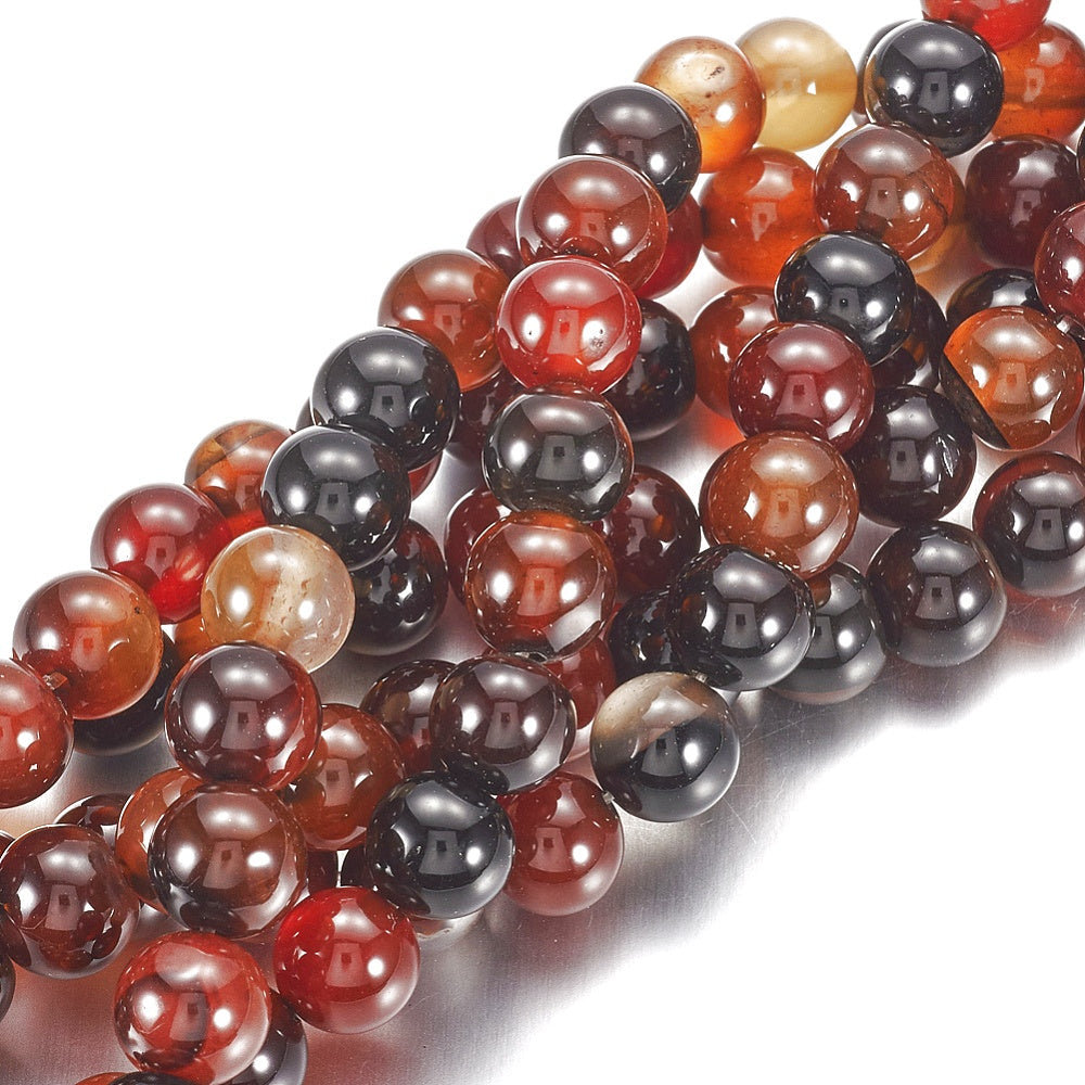 Κολιέ ημιπολύτιμων λίθων φυσικού Πύρινου Αχάτη και Αιματίτη / Κωδικός Προϊόντος: Ζ125