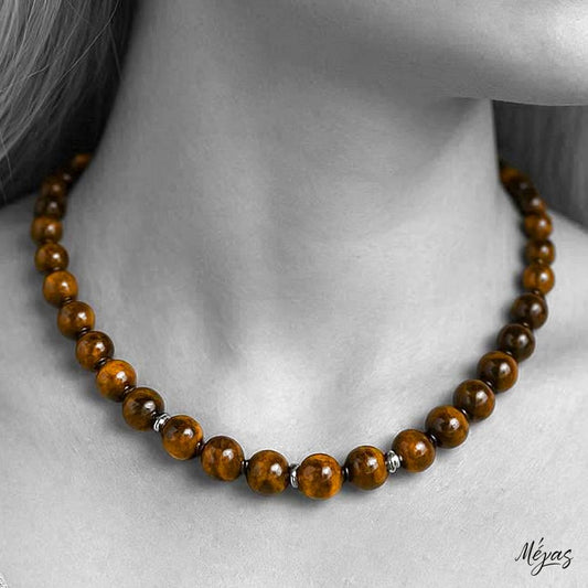 Κολιέ ημιπολύτιμων λίθων φυσικού Μάτι Τίγρης και Αιματίτη / Κωδικός Προϊόντος: Ζ131