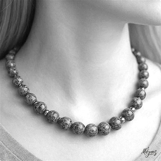 Κολιέ ημιπολύτιμων λίθων φυσικού Ίασπη Πικάσο και Αιματίτη / Κωδικός Προϊόντος: Ζ136