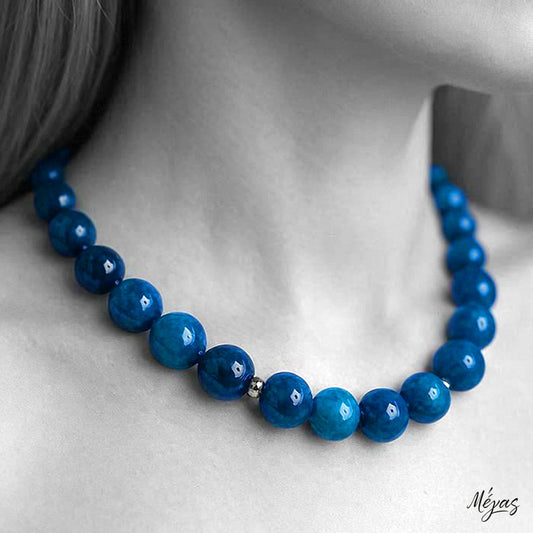 Κολιέ ημιπολύτιμων λίθων φυσικού Αχάτη και Αιματίτη / Κωδικός Προϊόντος: Ζ161