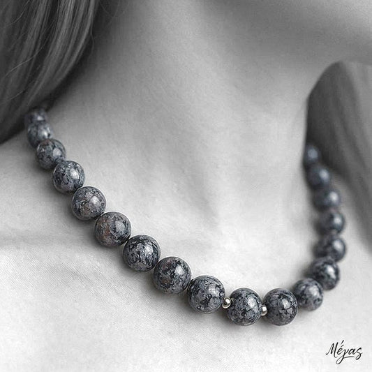 Κολιέ ημιπολύτιμων λίθων φυσικού Ίασπη Πικάσο και Αιματίτη / Κωδικός Προϊόντος: Ζ167